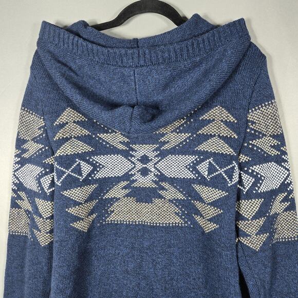 American Eagle Hooded Sweater Womens Small Blue Southwest Knit Pullover - Picture 7 of 10